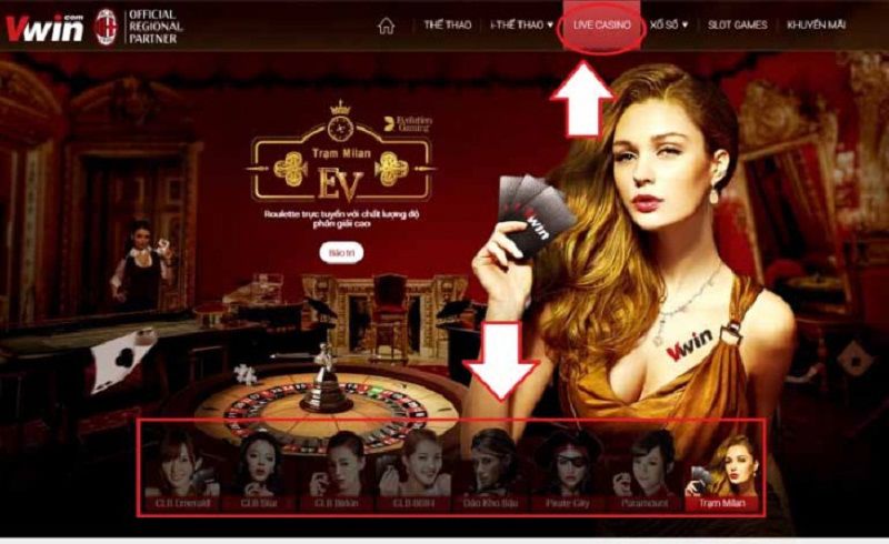 Sảnh Casino chân thực, hấp dẫn tại Vwin